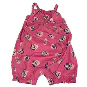 Carters Baby Girl‎ Pink Fish Seahorse Print Romper Sunsuit 24M S206510